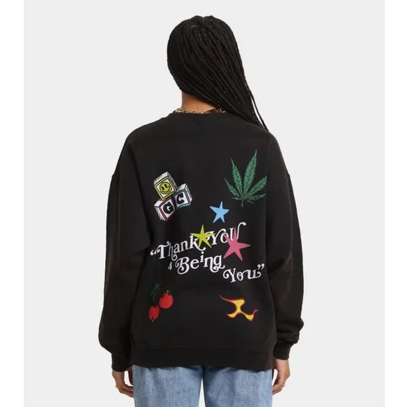 NEW Goat Crew Black Thank You for Being You Graphic Sweatshirt Size S - Picture 4 of 10